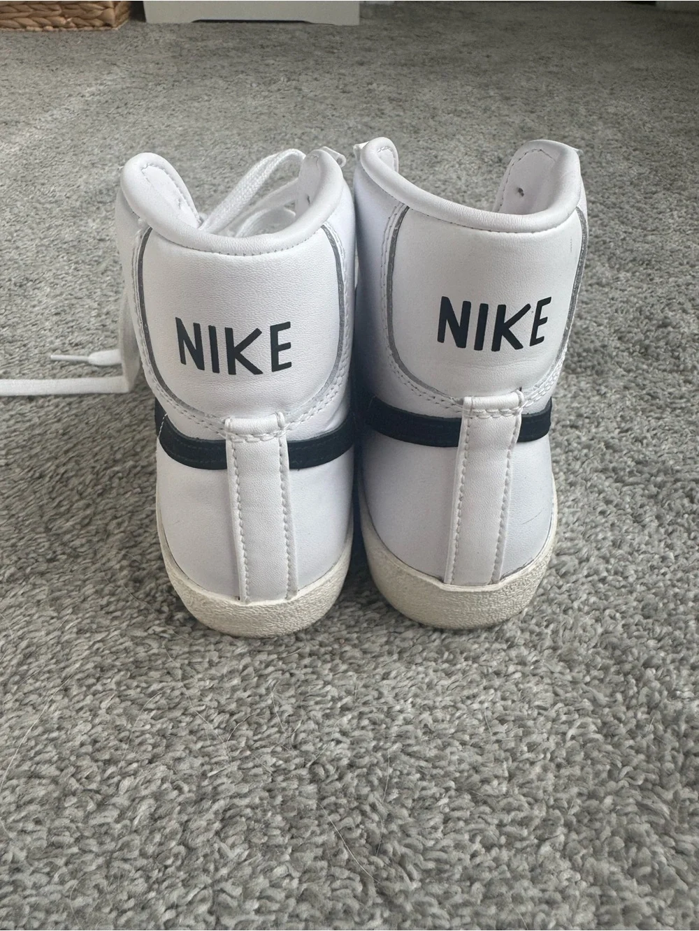 Nike White High-Top Sneakers with Suede Toe Caps